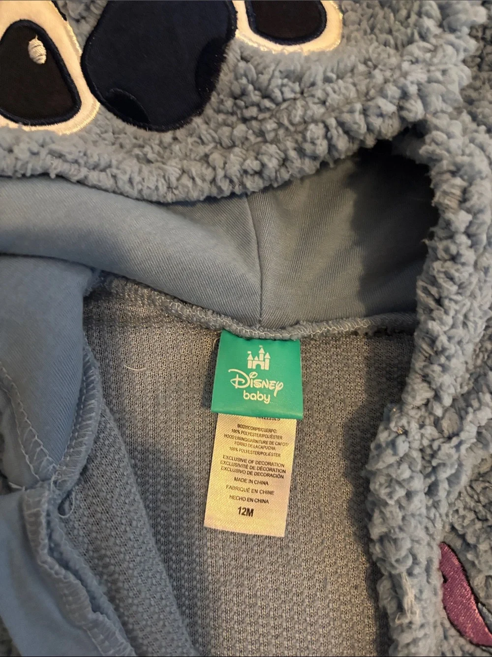 Disney Blue Stitch Hooded Sherpa One-Piece